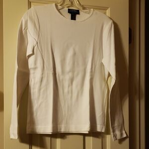 Ralph Lauren Petite White Long Sleeve Top Size PS